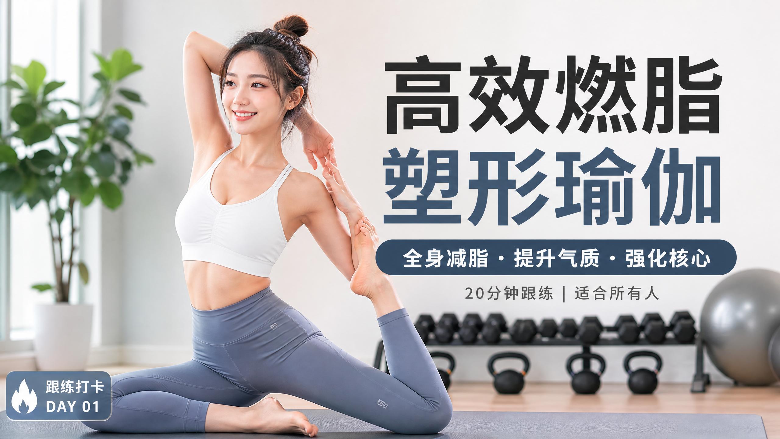 糖心vlog 【健身视频教程】高效燃脂塑形瑜伽，20分钟跟练视频演示，全身减脂提升气质